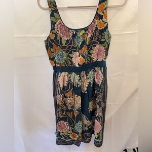 Anthropologie Moulinette Soeurs 100% Silk Floral Dress Small Boho Luxe